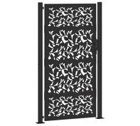 vidaXL Garden Gate Black 105x180 cm Steel Leaf Design