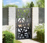 vidaXL Garden Gate Black Steel - Laser-cut Flame Design, Lockable, Weather-resistant 105x180 cm