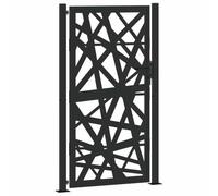 vidaXL Garden Gate Black Steel - Laser-cut Flame Design, Lockable, Weather-resistant 105x180 cm