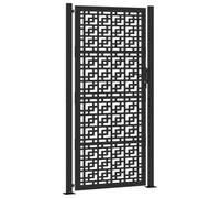 vidaXL Garden Gate Black 100x200 cm Steel Cross Design