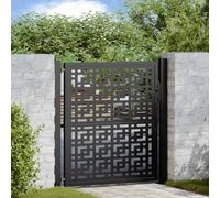 vidaXL Garden Gate Black 105x106 cm Steel Cross Design
