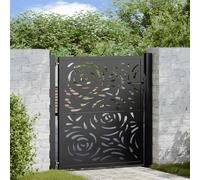 vidaXL Garden Gate Black 105x106 cm Steel Flame Design