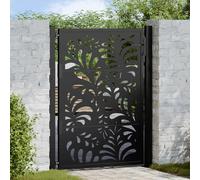 vidaXL Garden Gate Black 105x130 cm Steel Wave Design