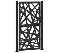 vidaxl - black steel garden gate - 105x180 cm - lockable patio/fence entry - laser-cut design - weather resistant - easy assembly
