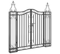vidaXL Garden Gate Black 121x8x120 cm Wrought Iron
