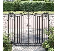 Black Wrought Iron Garden Gate Decorative Lockable Outdoor Fence Gate