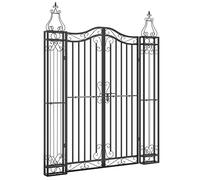 vidaXL Garden Gate, Driveway Gate for Patio Outdoor Yard, Fence Gate with Bolt Hinge, Fence Panel, 121x8x150 cm Black Wrought Iron