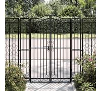 vidaXL Garden Gate Black 121x8x150 cm Wrought Iron