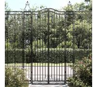 vidaXL - Ornamental Wrought Iron Garden Gate/Fence Panel - Black - 121x8x200 cm - Durable & Decorative with Secure Lock