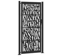 vidaXL Garden Gate - Black Steel Trace Design/Balanced Elegance for Patios - Robust + Lockable Entry
