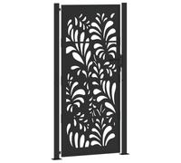 vidaXL Garden Gate Black Steel Wave Design - Lockable Outdoor Entrance Gate for Garden/Patio - 105x205 cm