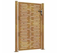 vidaXL Garden Gate - Corten Steel Square Design, Weather-Resistant Outdoor Gate with Lockable System, Rusty Color, 105x130 cm