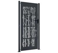 vidaXL Garden Gate Driveway - Anthracite Steel Bamboo Design - 105 x 205 cm - Outdoor Fence Entry