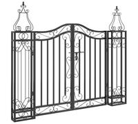 vidaXL Garden Gate, Driveway Gate for Patio Outdoor Yard, Fence Gate with Bolt Hinge, Fence Panel, 121x8x100 cm Black Wrought Iron