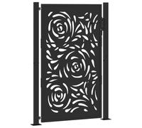 vidaXL Garden Gate/Entry Gate in Black Steel - Flame Design 105x155cm - Lockable with Keys for Patio/Driveway