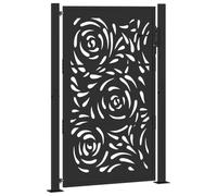 vidaXL Garden Gate/Entry Gate in Black Steel - Flame Design 105x155cm - Lockable with Keys for Patio/Driveway