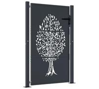 vidaXL Garden Gate Anthracite 100x150 cm Steel Tree Design