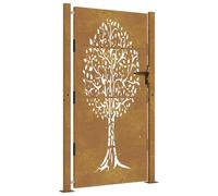 vidaXL Garden Gate Fence Gate Fence Panel 105x180 cm Corten Steel Tree Design
