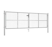 vidaXL Garden Gate Galvanised Steel 415X175cm Silver, Silver