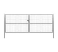 vidaXL Garden Gate Galvanised Steel 415x200cm Silver Fence Door Patio Gate
