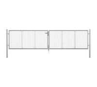 vidaXL Garden Gate Galvanised Steel Silver Fence Door Mesh Entrance Gates