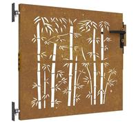 vidaXL Garden Gate in Corten Steel - Weather-, Laser-Cut Bamboo Design, Secure Lockable System, Easy to Assemble, Ideal for Patio or Garden Entry