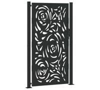 vidaXL Garden Gate - Laser-Cut Steel with Flame Design - Black 105x180cm - Outdoor Patio Entry