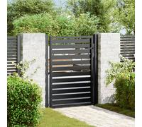 vidaXL Aluminium Garden Gate - Black, Lockable, Powder-Coated Metal for Outdoor Patio/Fence Entry, 100x100cm with Secure Posts