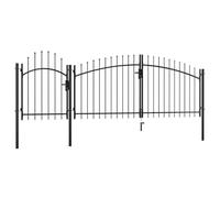 vidaXL Garden Gate Lockable Includes 3 Posts with Sturdy Hinges for Easy Installation Yard Door Fence Barrier Drive Gates Steel 2x4m Black