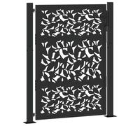 vidaXL garden gate metal steel/black outdoor/patio leaf design/105x130 cm/secure lock/easy install