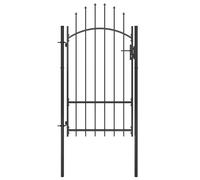 vidaXL Garden Gate Steel 1x2.2m Black Garden Barrier Patio Fencing Panel Wall
