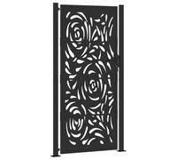 vidaXL garden gate steel black 105x205 cm flame design - lockable patio entrance fence weathering in-ground