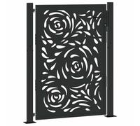 vidaXL garden gate steel flame design - black 105x130 cm - secure lock/key system