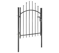 ** vidaXL Garden Gate with Arched Top - 1x1.5m Black Steel Fence Gate for Outdoor Security, Patio, Terrace Barrier - Lockable