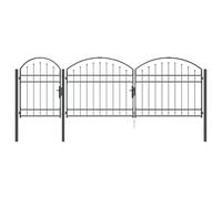 vidaXL Garden Gate with Arched Top Grey 4 x 1.25m Steel Arch Garden Gate Modern Security Heavy Duty Outdoor Barrier and Patio Access Steel Fence Decoration