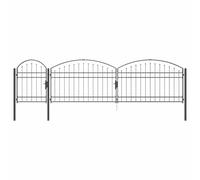 vidaXL Garden Gate with Arched Top Grey 500 x 75 cm Steel Arch Garden Gate Modern Security Heavy Duty Outdoor Barrier and Patio Access Steel Fence Decoration