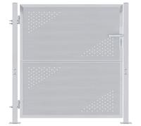 vidaXL Garden gate with lock, silver, 96 x 100 cm, stainless steel, garden and patio, rectangular, modern, simple lines with stone paths, stylish furniture for outdoor relaxation