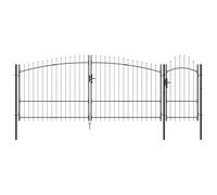 vidaXL Garden Gate with Pointed Design Grey 175 x 500 cm Steel