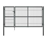 vidaXL Garden Gate with Posts Powder-coated Steel 3 Keys Swing High Wrought Driveway Gate Yard Gate Garden Entry Metal Gate 140cm Anthracite