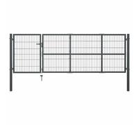 vidaXL Garden Gate with Posts Steel 350x100 cm Anthracite