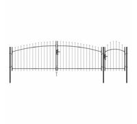 vidaXL Garden gate with Speartop 100 x 500 cm, powder-coated steel, weatherproof and rust-proof, sliding lock, modern and minimalist design for your garden or