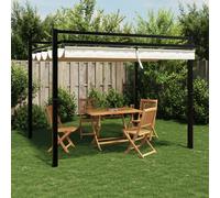 (cream) vidaXL Garden Gazebo with Retractable Roof Party Tent Patio Canopy Aluminium