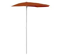 vidaXL Garden Half Parasol Semicircular Umbrella Patio Outdoor Terrace Backyard Beach Balcony Sunshade Parasol with Pole 180x90 cm Terracotta