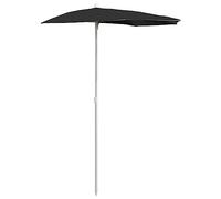 vidaXL Garden Half Parasol with Pole 180x90 cm Black