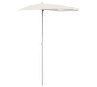 vidaXL Garden Half-Parasol with UV Protective & Anti-Fade Polyester Material, Sand Color, Strong Steel Pole, Half Round Outdoor Parasol, Easy-to-Use.