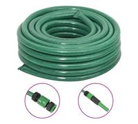 vidaXL Garden Hose with Fitting Set Green 0.75" 20 m PVC