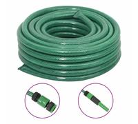 vidaXL Garden Hose with Fitting Set Pool Hose Pipe Water Hose Green 0.75" PVC