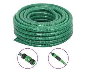 vidaXL Garden Hose with Fitting Set Pool Hose Pipe Water Hose Green 0.75" PVC