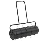 vidaXL Garden Lawn Roller Pull with Aerator Clamps Black 63 L Iron and Steel