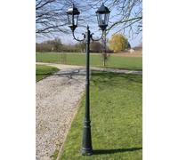 vidaXL Garden Light Post with a 2-Arms Design - 230 cm Outdoor Lamp - Dark Green and Black Aluminium with Glass - E27 Socket, IP44 Protection Class